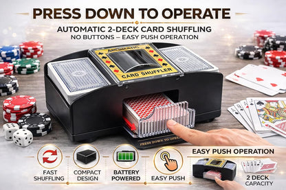 Automatic Card Shuffler Machine for 1–2 Decks | Battery Operated Electric Playing Card Shuffler | Portable Poker Card Shuffling Machine for Casino, Club, Family Games & Home Party