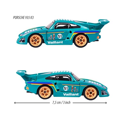 Majorette Porsche 935 K3 Vaillant Diecast Car – 1:64 Scale Racing Model with Moving Parts