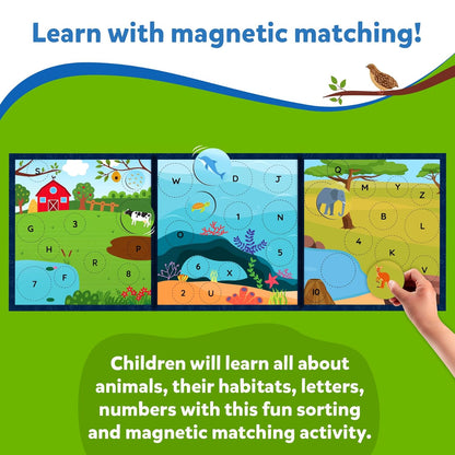 Skillmatics Magnetic Matching Activity - Letters, Numbers & Animals, Preschool Learning Toy & Game for Kids, 35+ Magnetic Pieces, Gifts for Boys & Girls Ages 3, 4, 5, 6