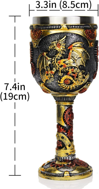 Steampunk Mechanical Dragon Goblet Chalice | 19 cm Fantasy Collectible Wine Cup