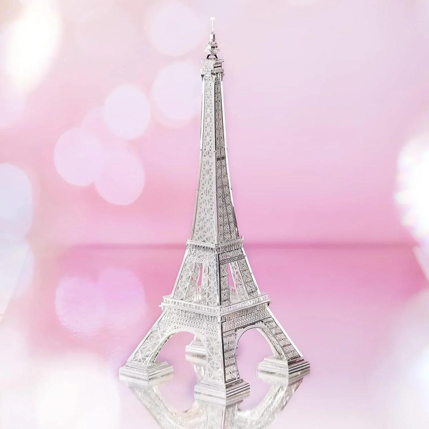 Piececool 3D Metal Puzzle Eiffel Tower (Large) Landmark Model – 96 Pieces – Level 3 Difficulty – Stainless Steel DIY Architecture Model Kit