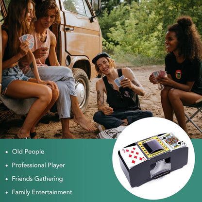 Automatic Card Shuffler Machine for 1–2 Decks | Battery Operated Electric Playing Card Shuffler | Portable Poker Card Shuffling Machine for Casino, Club, Family Games & Home Party