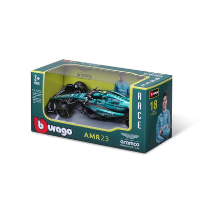 Bburago 1:43 Aston Martin Aramco F1 AMR23 #14 Fernando Alonso Diecast Formula 1 Car – Green