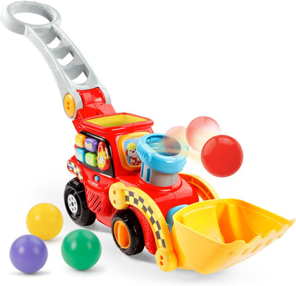 VTech Pop-a-Balls Push & Pop Bulldozer Red | Interactive Push-Along Construction Toy with Balls, Lights & Sounds for Toddlers