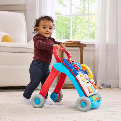 VTech Sit-to-Stand Learning Walker Interactive Baby Activity Walker with Removable Learning Center, Lights, Sounds & Music | Early Development Push Walker for Toddlers | Blue