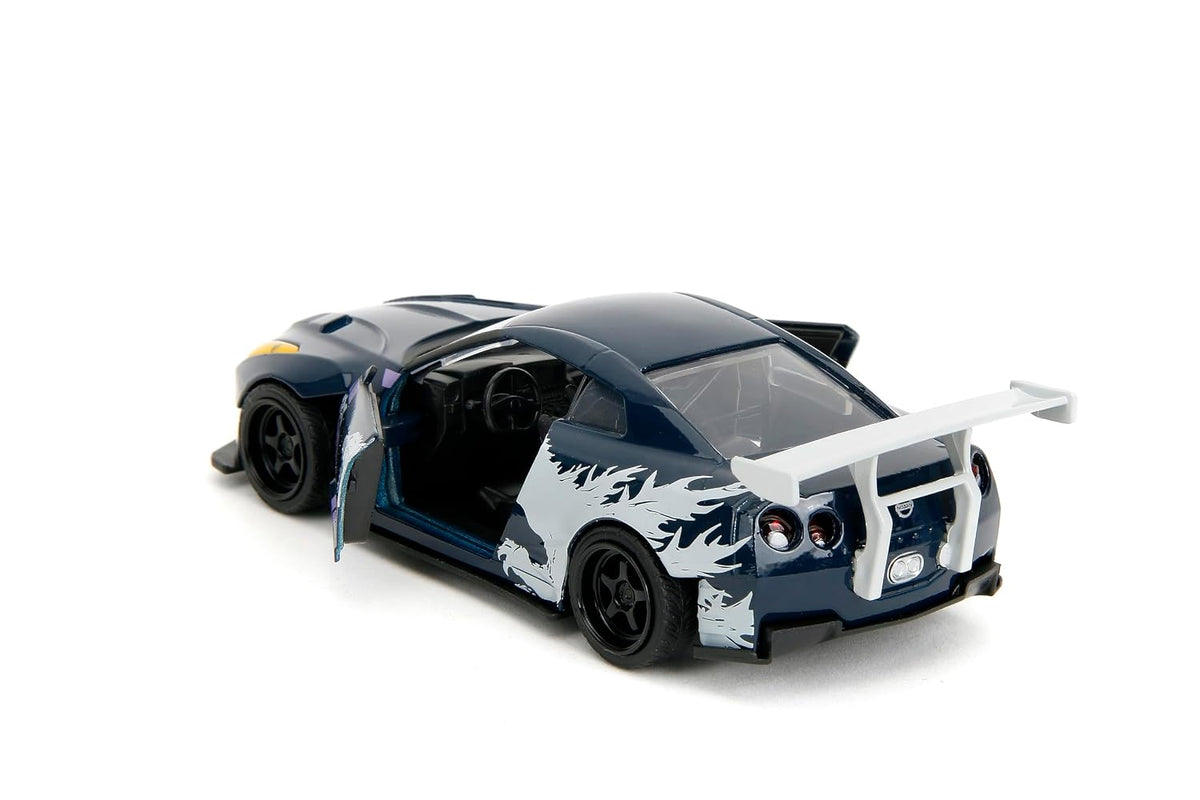 Jada Toys Godzilla 2009 Nissan GT-R (R35) Ben Sopra 1:32 Scale Diecast Model Car – Blue, Collectible Japanese Sports Car with Godzilla Graphics