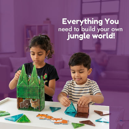 Zephyr Learning Steps Magnetix Jungle Magnetic Tiles Building Set – 34 Pieces, Ages 3+