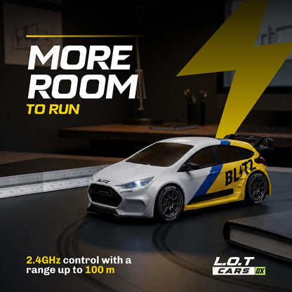 Blitz Remote Control Car with Exhaust Lights | 4x4 RC Drifting Car 20 km/h, 2.4GHz Wireless Remote, 100m Range, Race-Ready ABS Body | White