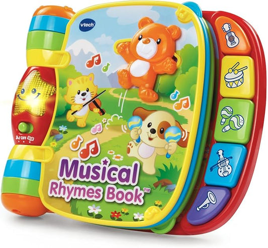 VTech Musical Rhymes Book | Interactive Nursery Rhyme Learning Book with Lights, Songs, Melodies & Instrument Buttons | Red