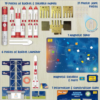 Imagi Make Mapology Mission Suryayaan Aditya-L1 50+ Pcs Rocket & Satellite Model Building Kit for Kids | Make 2 Models | Launch the Rocket & Navigate the Satellite | India’s Mission to the Sun Educational STEM Space Toy