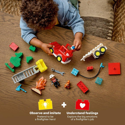 LEGO DUPLO 10473 Fire Engine with Hose and Firefighter - Educational Motor Skills Toy - Red Truck w/a Ladder, Figure and a Squirrel - Birthday Gift for 2+ Year Old Boys & Girls