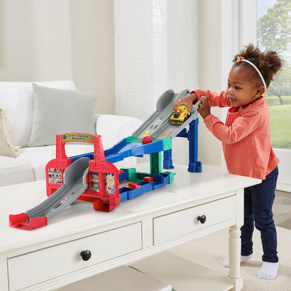 VTech Go! Go! Smart Wheels 4-in-1 Zig-Zag Raceway | Interactive Multi-Level Raceway Playset with SmartPoint® Vehicle, Lights, Sounds & 4 Track Configurations