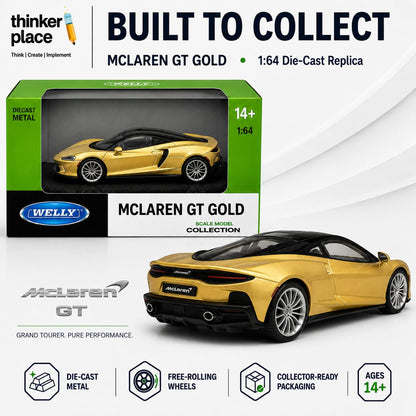 Welly 1:64 McLaren GT Gold Die-Cast Metal Model Car