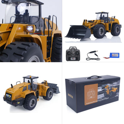 HUINA 1583 1:14 Scale RC Wheel Loader | 2.4GHz 10CH Remote Control Construction Vehicle with Electric Lifting Bucket, Lights & Sound | 14+