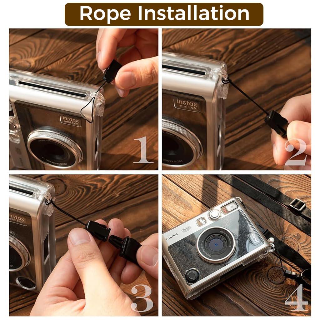 Crystal Clear Protective Case for Fujifilm Instax Mini Evo – Sleek Transparent PC Shell with Attachable Loop - Jaiman Toys