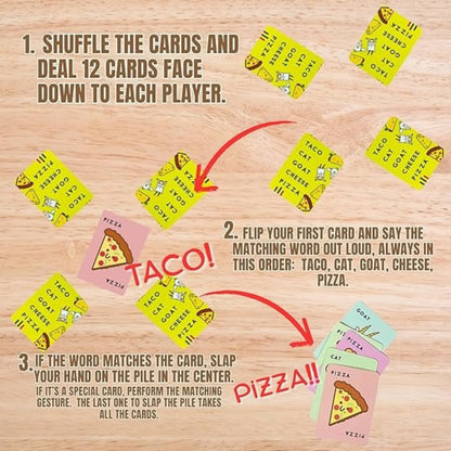Blue Orange Taco Cat Goat Cheese Pizza Card Game | Fast-Paced Family Party Game | Ages 7+ | 2-8 Players
