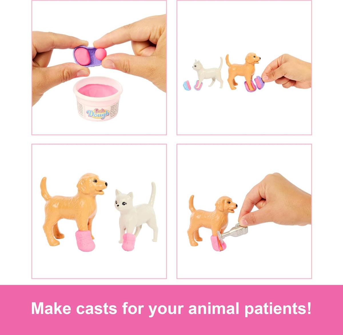 Barbie Fast Cast Veterinarian Clinic Playset | Pet Vet Doll with Dog, Cat & Dough Cast Feature