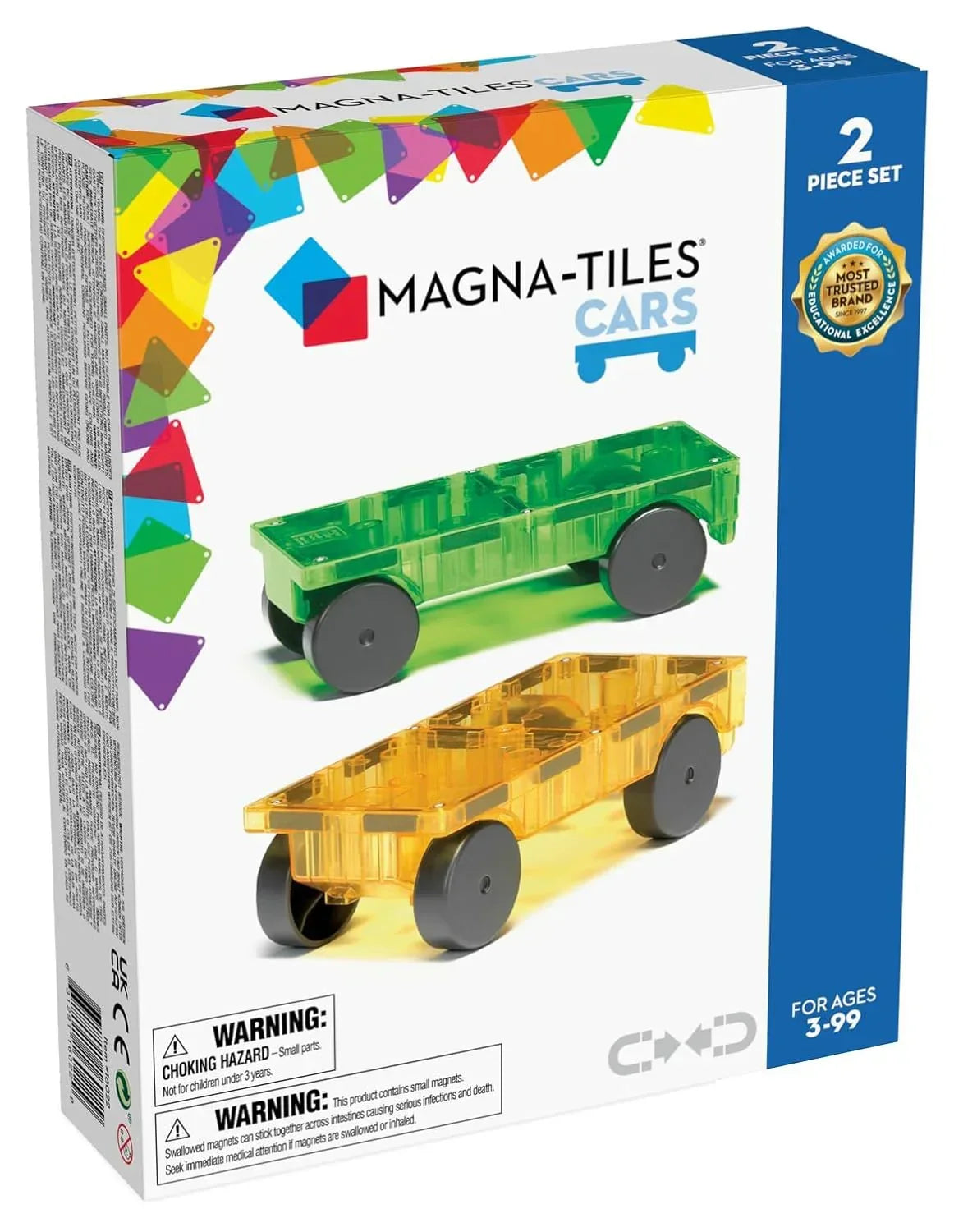 (Open Box) Magna Tiles 16022 Cars Expansion Set, Multi Color (2 Pieces) - Jaiman Toys