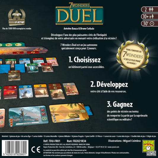 (Damaged Box) 7 Wonders Duel Board Game – 2 Player Strategy & Civilization Building Game | Ages 10+ | 30 Min Gameplay |