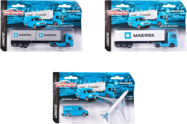 Majorette - Maersk Transport Truck – Die-Cast Vehicle with Realistic Cargo Design, Multicolor Finish (Pack of 1) - Jaiman Toys