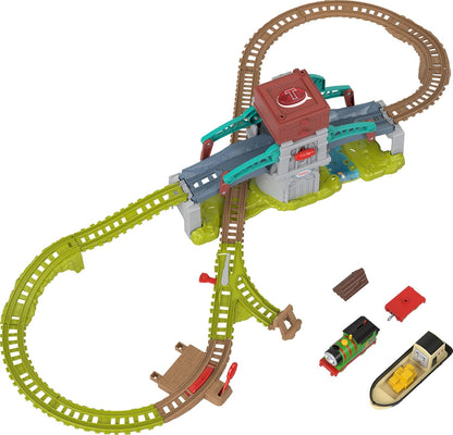Fisher-Price Thomas & Friends Bulstrode & Talking Which-Way Bridge Train Set – Motorized Percy Track Playset