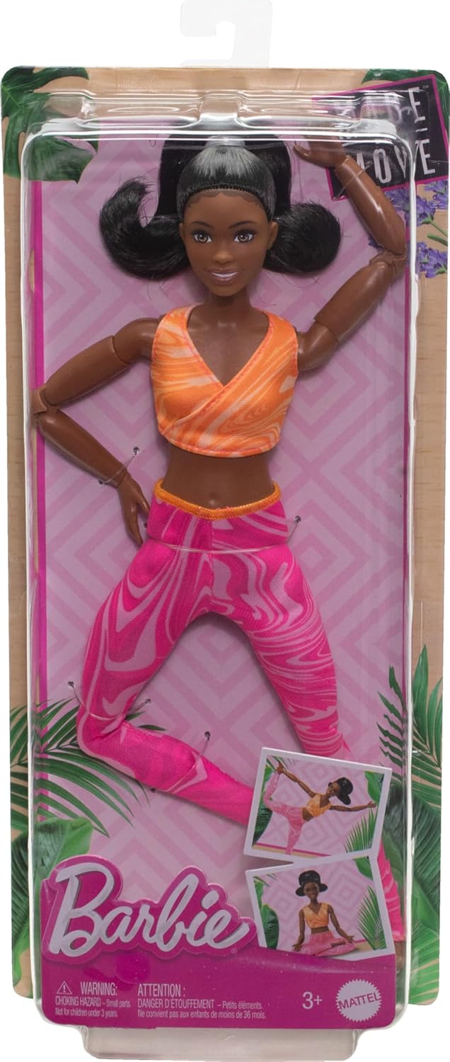 Barbie Made to Move Fashion Doll with Black Hair & 22 Articulated