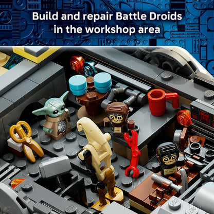 LEGO 75445 Star Wars Anzellan Starship Toy - The Mandalorian and Grogu Model Kit w/ 3 Figures & a Droid Workshop - Birthday Gift for 9+ Year Old Boys, Girls & Fans