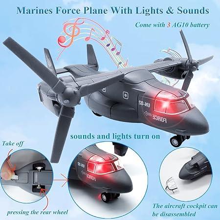MetalHot Diecast Fighter helicopter Pull-Back Action with Light & Sound - 1:400 Scale (Blue) - Jaiman Toys