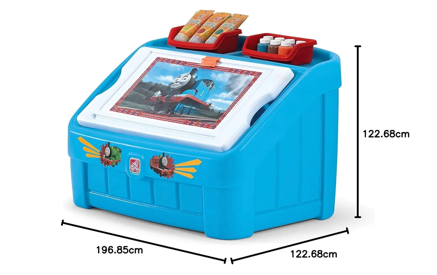 Step2 Thomas The Tank Engine 2-in-1 Toy Box with Art Lid – Kids’ Storage & Activity Station - Jaiman Toys