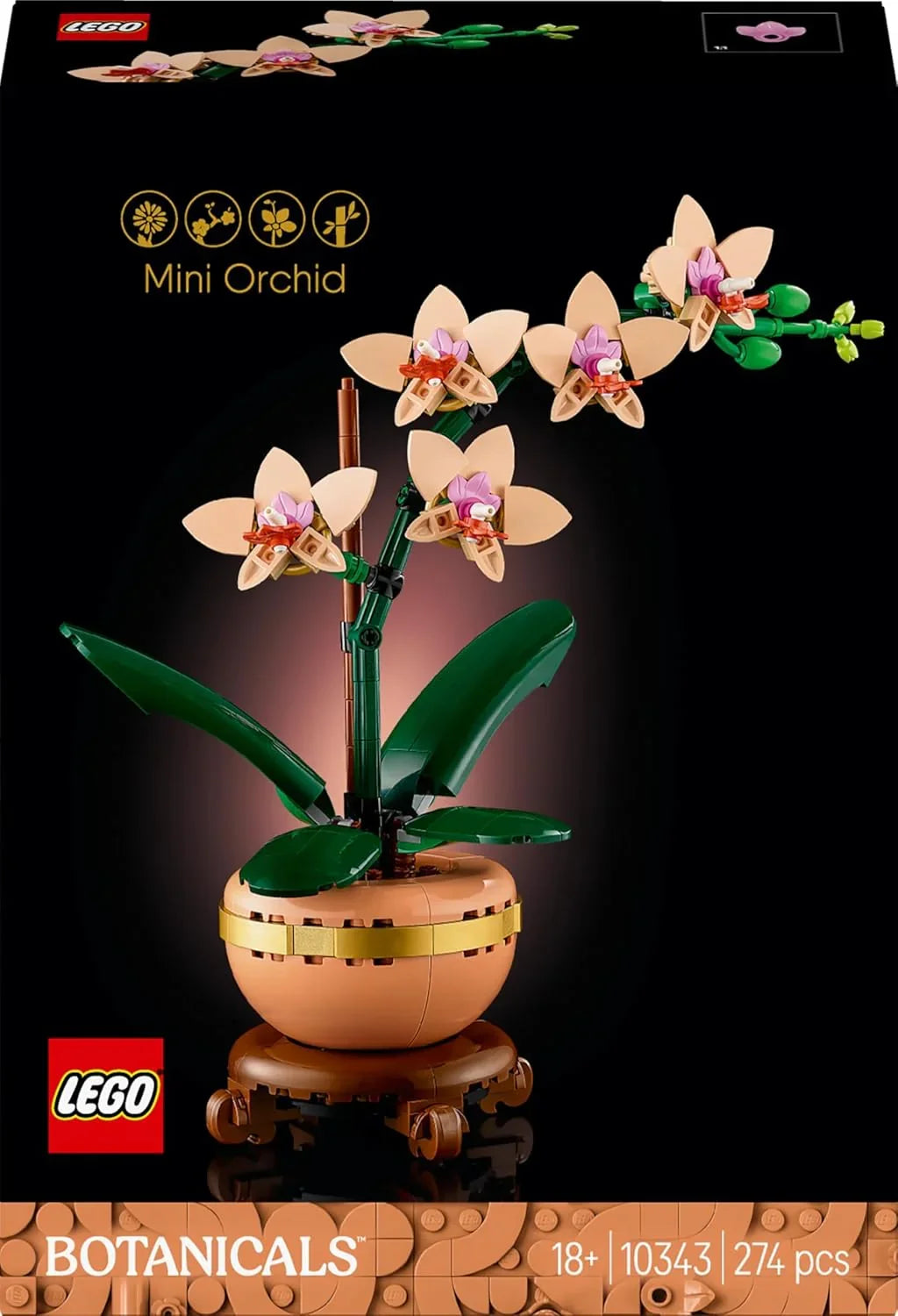 LEGO 10343 Botanicals Mini Orchid - Artificial Flowers Set (274 Pieces)