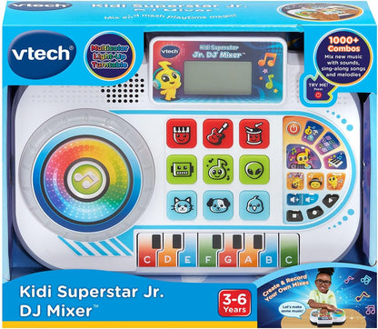 VTech Kidi Superstar Jr. DJ Mixer | Interactive Musical DJ Mixing Console with Light-Up Turntable, Piano Keys, Sound Effects & Recording | Educational Music Toy