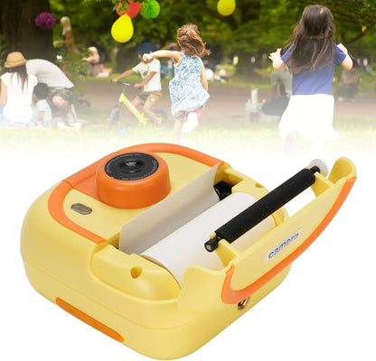 Instant Print Kids Camera – 48MP 1080P Video Toy with Rotating Lens & 6 Rolls - Yellow