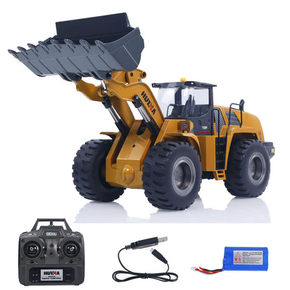 HUINA 1583 1:14 Scale RC Wheel Loader | 2.4GHz 10CH Remote Control Construction Vehicle with Electric Lifting Bucket, Lights & Sound | 14+