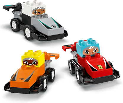 LEGO DUPLO 10445 Town F1 Team Race Cars & Drivers Building Toy for Imaginative Play, Formula One Birthday Gift for 2 Plus Year Old Toddlers, Boys & Girls, Helps Build Fine Motor Skills