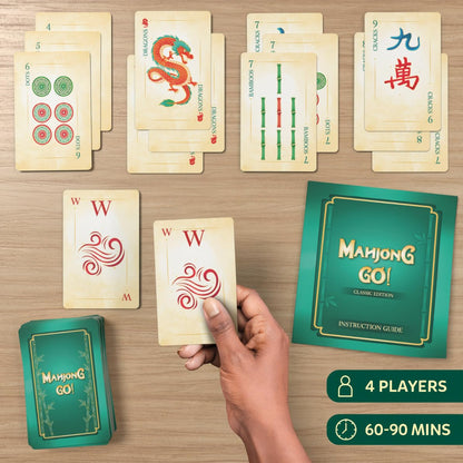 Gouda Games Mahjong Go! Card Game – Fast-Paced Travel Mahjong Strategy Game for 4 Players | Compact Mahjong Cards | Family & Party Game (Age 10+)