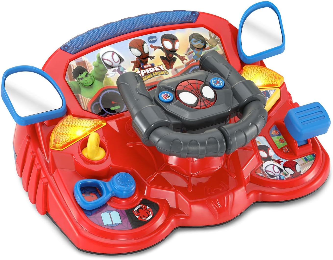VTech Marvel Spidey and His Amazing Friends Spidey to the Rescue Driver | 2-in-1 Interactive Driving Toy with Steering Wheel, Lights, Sounds & 180+ Phrases