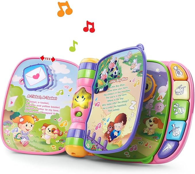 VTech Musical Rhymes Book | Interactive Learning Book with Songs, Lights, Instrument Buttons & Nursery Rhymes | Pink