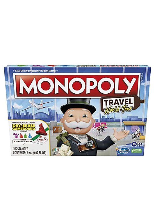 Monopoly - Travel World Tour Board Game, for Families and Kids Dry-Erase Gameboard - Borad Game for Boys and Girls Ages 8+ for 2-4 Players