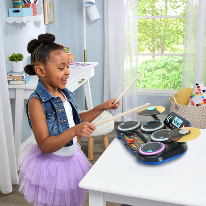 VTech KidiStar Drum Pad | Interactive Electronic Drum Kit with Drumsticks, Music, Learning Games & LCD Display | Ages 5+
