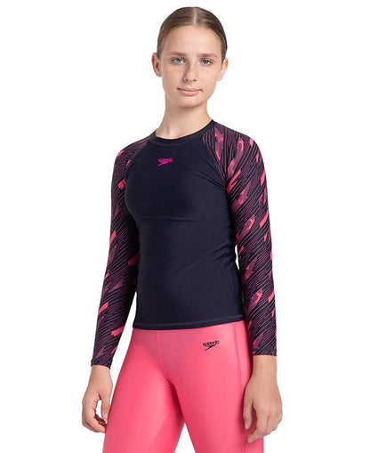 Speedo Girl's Endurance Hyperboom Long Sleeve Suntop – UPF 40+ & Chlorine Resistant Swimwear - Jaiman Toys