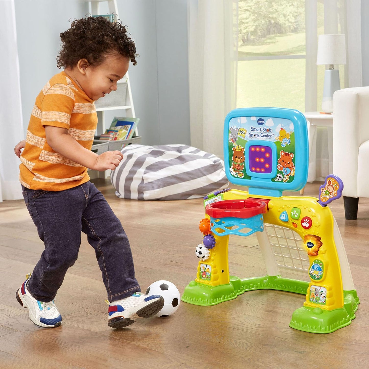 VTech Smart Shots Sports Center Interactive Basketball & Soccer Goal Set | Lights, Sounds & Learning Sports Toy for Toddlers
