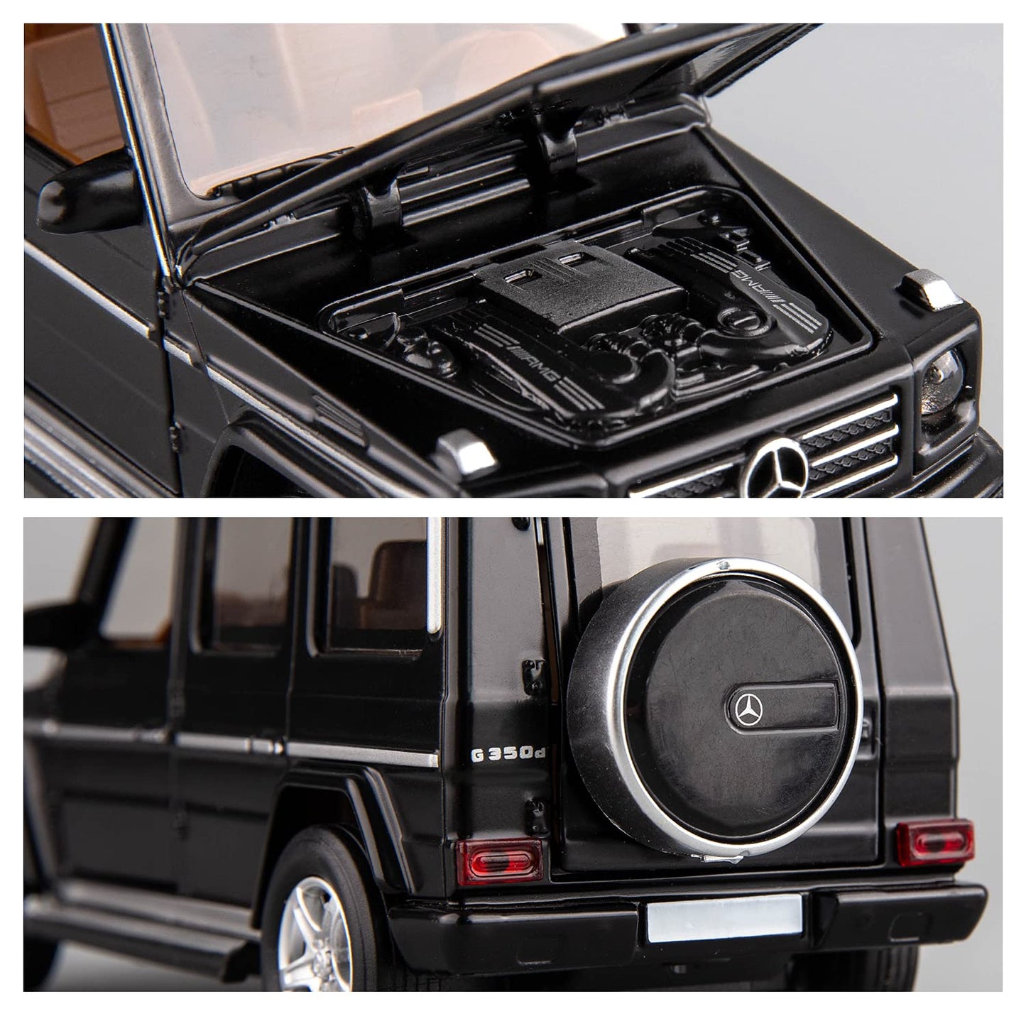 MSZ 1:32 Mercedes-Benz G 350 d Die-Cast Model Car – Black| Pull Back, Openable Doors, Light & Sound (68436)
