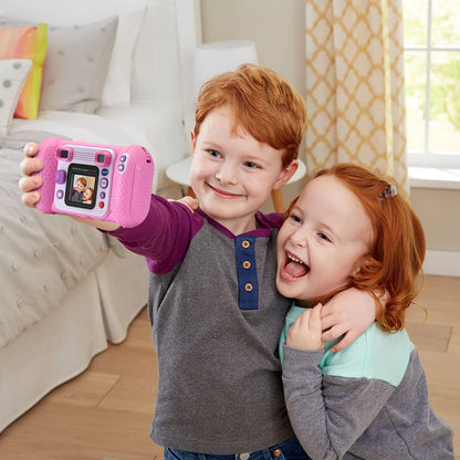 VTech KidiZoom Camera Pix Plus, Pink | Kids Digital Camera with 4X Digital Zoom, Selfie Mode, HD Photos & Videos, Voice Recorder, Games & Expandable Memory