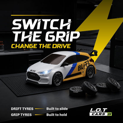 Blitz Remote Control Car with Exhaust Lights | 4x4 RC Drifting Car 20 km/h, 2.4GHz Wireless Remote, 100m Range, Race-Ready ABS Body | White