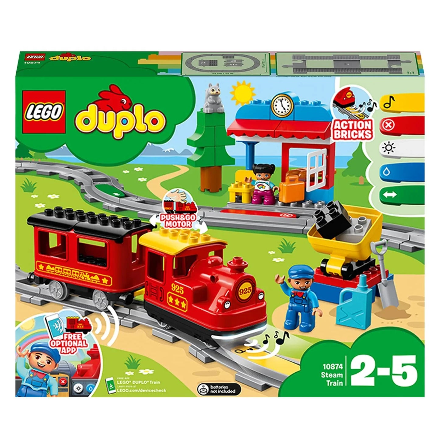 LEGO 10874 Duplo Town Steam Train (59 Pcs) – Educational Building Blocks Set for Kids 2–5 Years