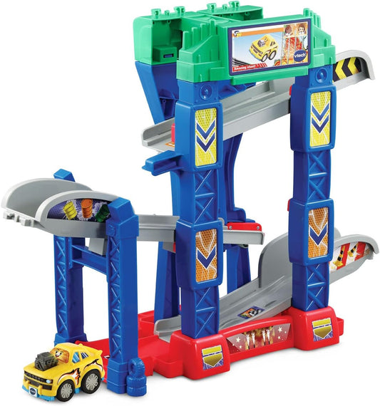 VTech Go! Go! Smart Wheels 4-in-1 Zig-Zag Raceway | Interactive Multi-Level Raceway Playset with SmartPoint® Vehicle, Lights, Sounds & 4 Track Configurations