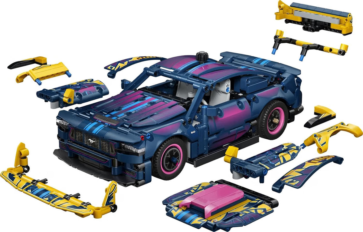 LEGO 42236 Technic Custom Garage Ford Mustang GT – 973-Piece Customizable Car Building Set, Ages 10+