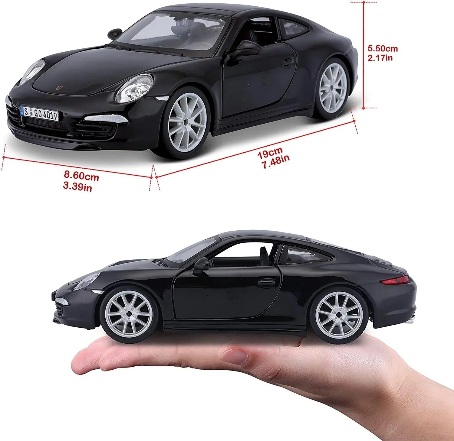 Bburago 1:24 Scale Die‑Cast Model – 2013 Porsche 911 Carrera S (991) in Black - Jaiman Toys