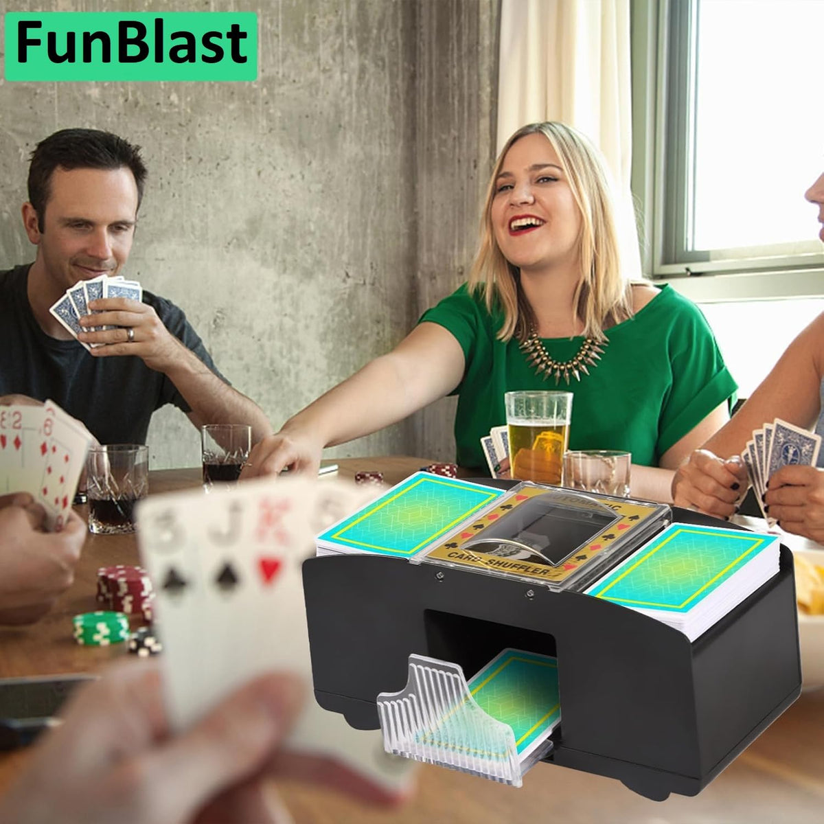 Automatic Card Shuffler Machine for 1–2 Decks | Battery Operated Electric Playing Card Shuffler | Portable Poker Card Shuffling Machine for Casino, Club, Family Games & Home Party
