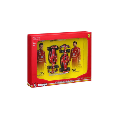 Bburago 2024 Ferrari SF24 Formula F1 Racing Team Set of 2 Cars 1:43 Die Cast Scale Miniature Model Cars, with Photo Frame Packaging - Jaiman Toys